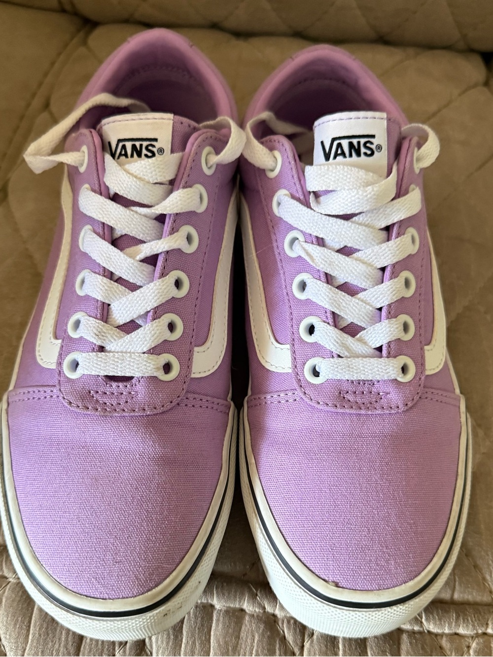 Vans Lavender Purple & White Low-Top Sneakers, Women’s 7.5